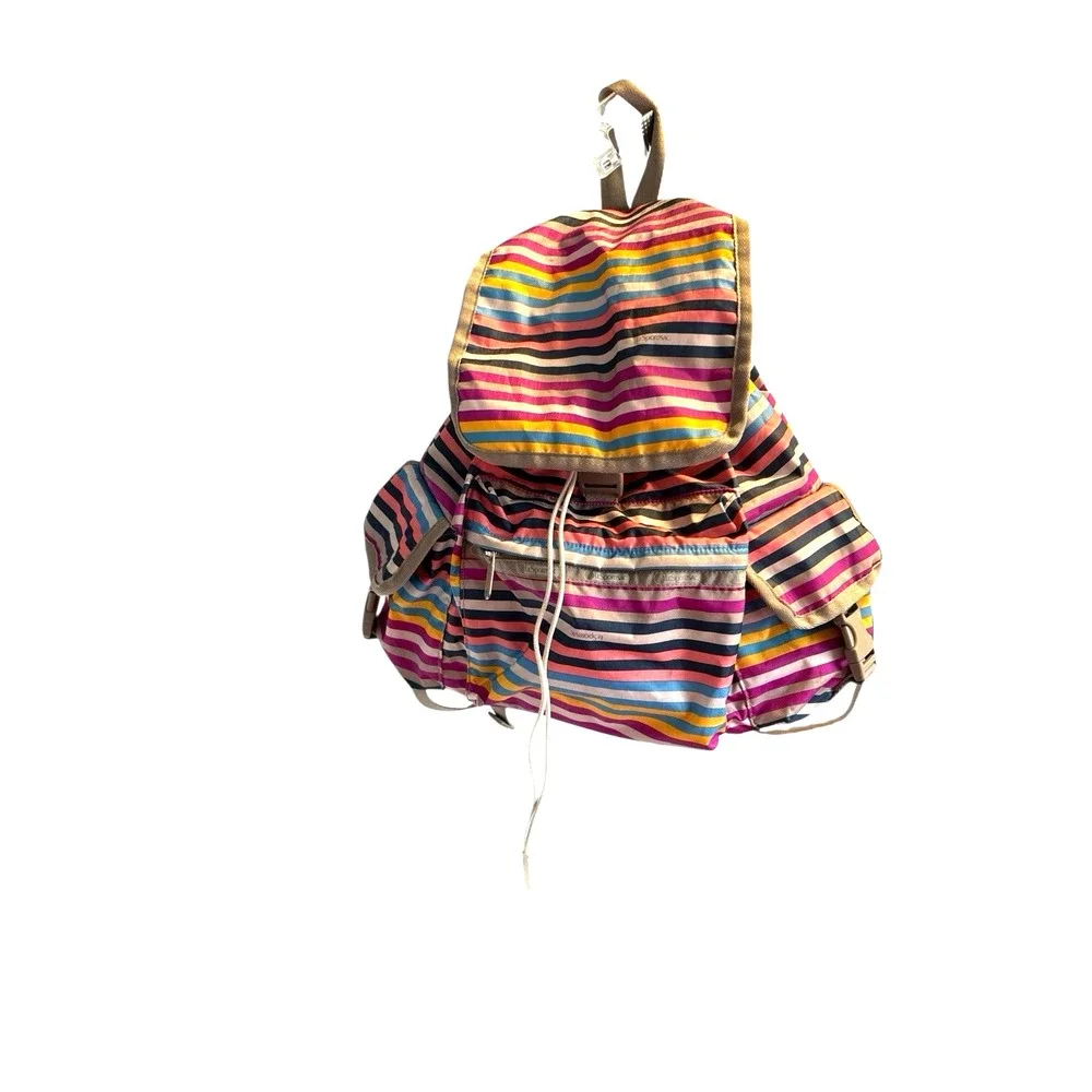 LeSportsac Voyager‎ Backpack Stripe Multicolor Pockets Diaper Bag Travel Large